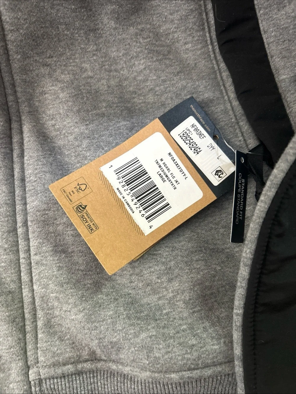 The North Face Men’s Gray and Black Hooded Fleece Jacket